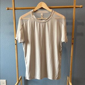 Athleta Light Gray Workout Mesh Detail Top Women's XS